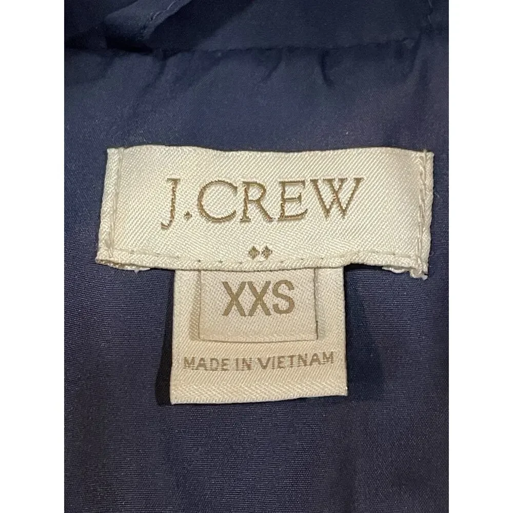 J. Crew Quilted Puffer Vest Women XXS Blue Down Insulated Casual Hiking Gorpcore